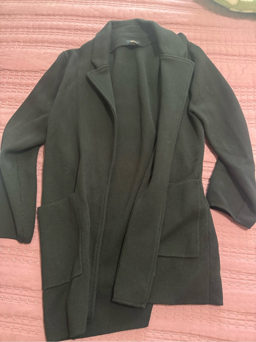 Quince Black Open-Front Trench Coatigan
